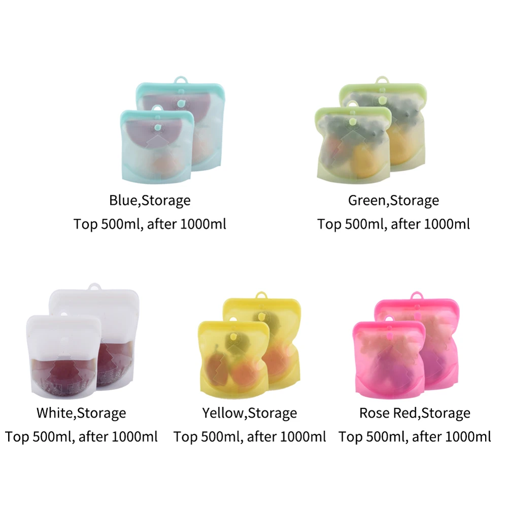 Food Storage Safe Reusable Portable With Date Pointer Silicone Folding Keep Fresh Sealed Leakproof Organizer Snack Bag Kitchen