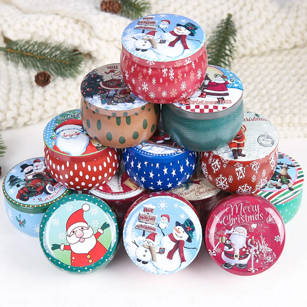 

12PCS Christmas Candy Cans Tinplate Box Gift Storage Box Biscuit Jar Iron Can Christmas Cookie Gift Tins