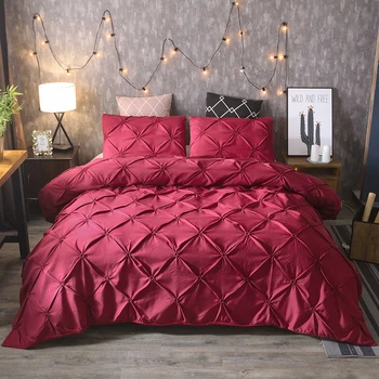 

Luxury Duvet Cover Pinch Pleat Brief Bedding Set Queen King Size 3Pcs Bed Linen Set Comforter Cover Set With Pillowcase
