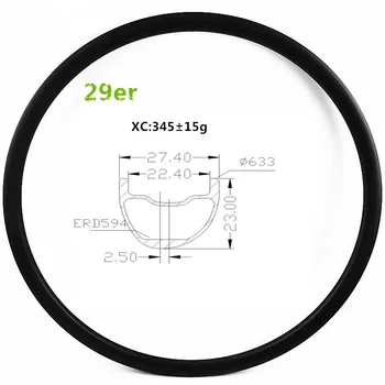 

bicicleta aro 29 mtb bicycle wheel asymmetric 27.4x23 mm XC tubeless disc mtb rim carbon wheel matte/glossy 24/28/32/36 holes