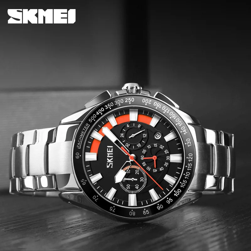 

Skmei Steel Belt MEN'S Watch Students Waterproof Six-pin Business Quartz Watch