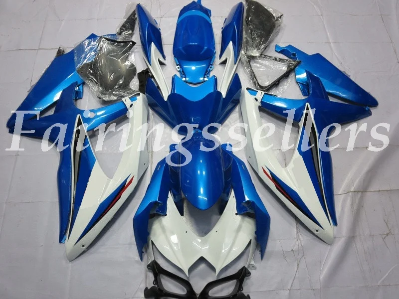Injection Molding New ABS Motorcycle Fairings kit Fit For Suzuki GSXR 600-750 K8 2008 2009 2010 08 09 10 Fairings Blue White - Цвет: Blue White