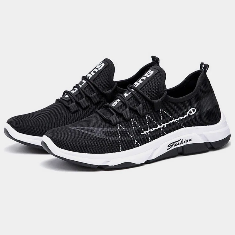 WENYUJH мужские кроссовки с дышащей сеткой, уличная спортивная обувь, спортивная обувь для тренировок, бега, атлетического баскетбола, мужские кроссовки для бега - Цвет: Black white 1