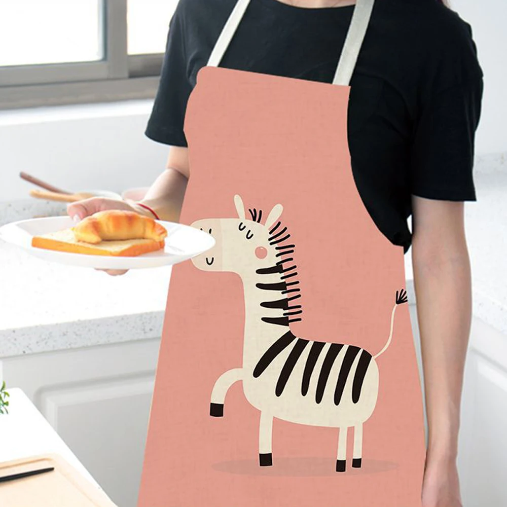 Silstar Tex Zebra Apron Animal Printed Woman Waterproof Aprons For Home Kitchen Cooking Baking Cleaning