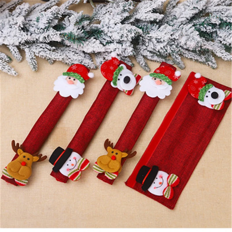 Snowman Santa Elk Refrigerator Sticker Kitchen Tools Christmas Decoration for Home Christmas Fridge Stickers
