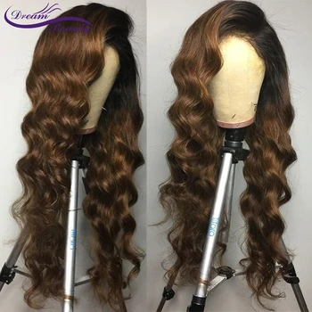 Ombre Brown Wig Brazilian Remy Human Hair Wigs Pre Plucked Natural Hairline Wavy 13x4 Lace Innrech Market.com