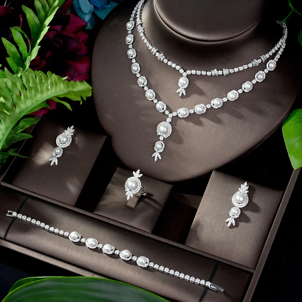 HIBRIDE Trendy Earrings and Necklace 