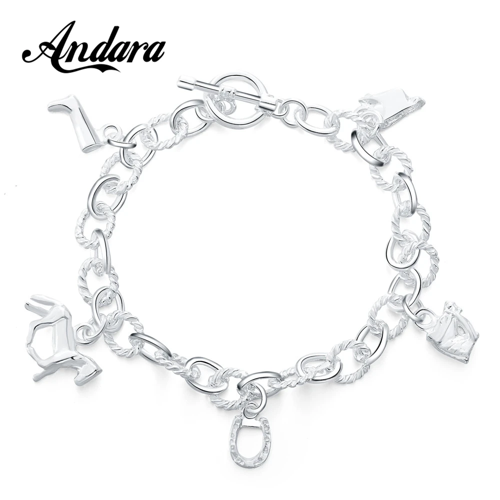 

New 925 Sterling Silver Bracelet Fashion Pendant Bracelet Men & Women Jewelry Gift