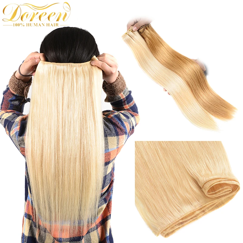 Doreen 100% Human Hair bundles Brazilian Straight Hair Weaves Weft  Machine Made Remy Hair Blonde Hair Bundles 10