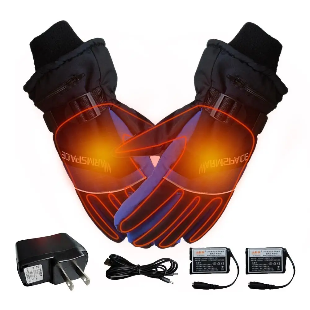 Пара USB зимние теплые электрические перчатки водонепроницаемые перчатки с подогревом для мотоцикла лыжные перчатки с пятью пальцами Новинка