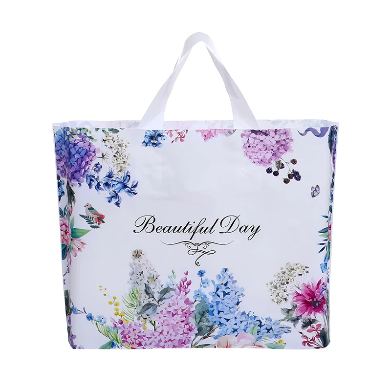 

50 Pcs fashion Flower Plastic Gift Bags With Handles Plastic Packaging For Mini Jewelry Christmas Gift Pouches Shopping Bag Dec