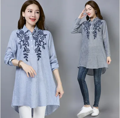^*Best Offers 2019 Autumn Clothing New Style Korean-style Literature And Art Elegant Embroidered Long-sleeved Shirt Fat Mm Slimming Comfortabl ^*Best Offers 2019 Autumn Clothing New Style Korean-style Literature And Art Elegant Embroidered Long-sleeved Shirt Fat Mm Slimming Comfortabl