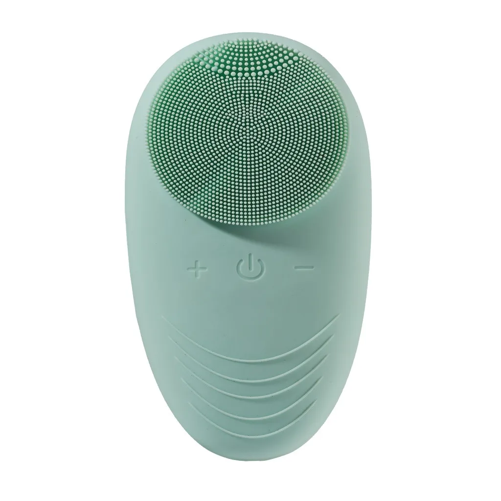 Ультра звуковая электрическая щетка для чистки лица звуковая вибрация мини очиститель для лица силиконовая глубокая кисточка для чистки пор водонепроницаемый массажер D30 - Цвет: GN