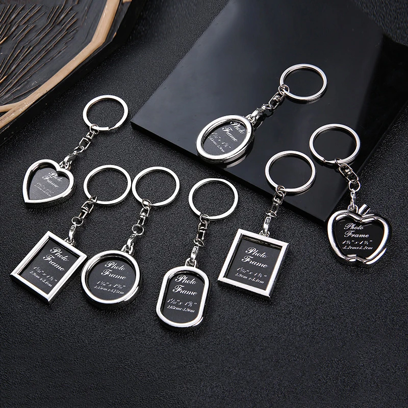 

Metal Alloy Insert Personalised Picture Photo Frame Heart Square Apple Shaped Key Ring Keychain Fob Love Crafty Gift