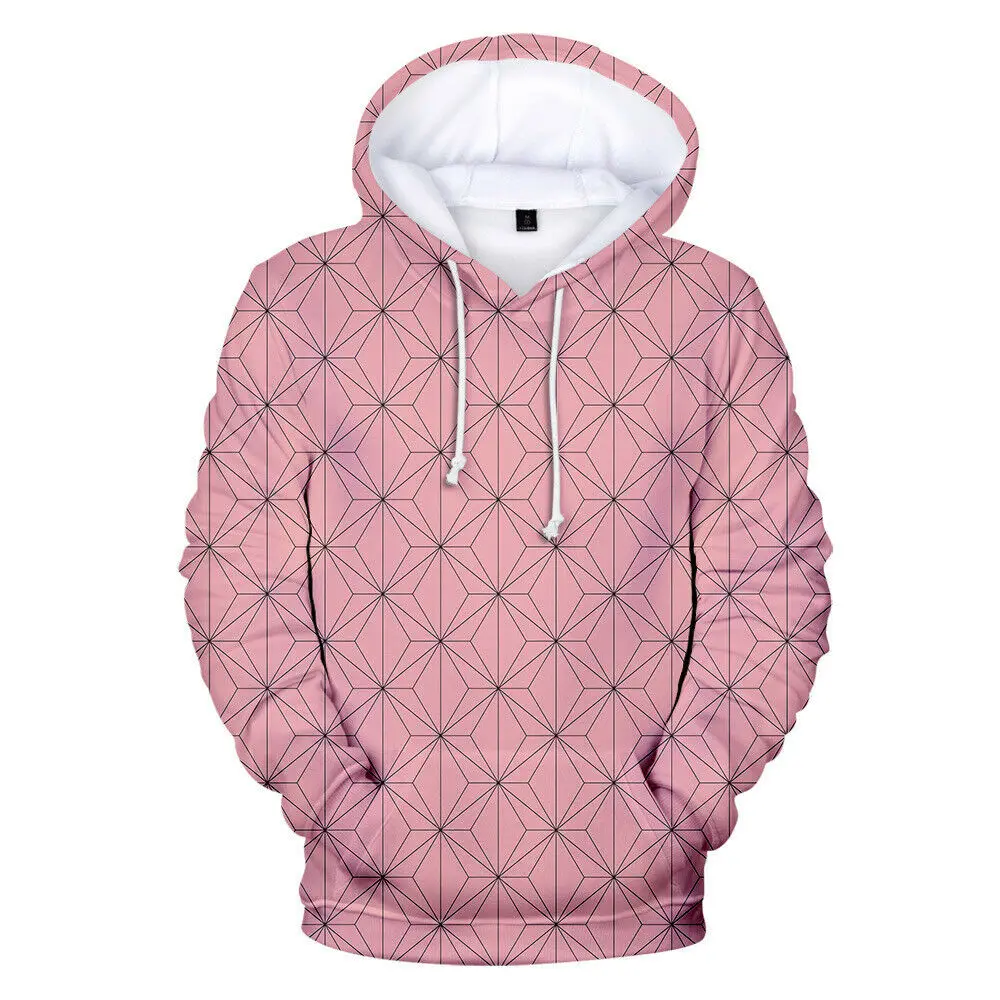 Pink Осень, мужские толстовки с капюшоном, толстовка, аниме, Demon Slayer Kimetsu no Yaiba, толстовки с капюшоном для косплея - Цвет: Pink