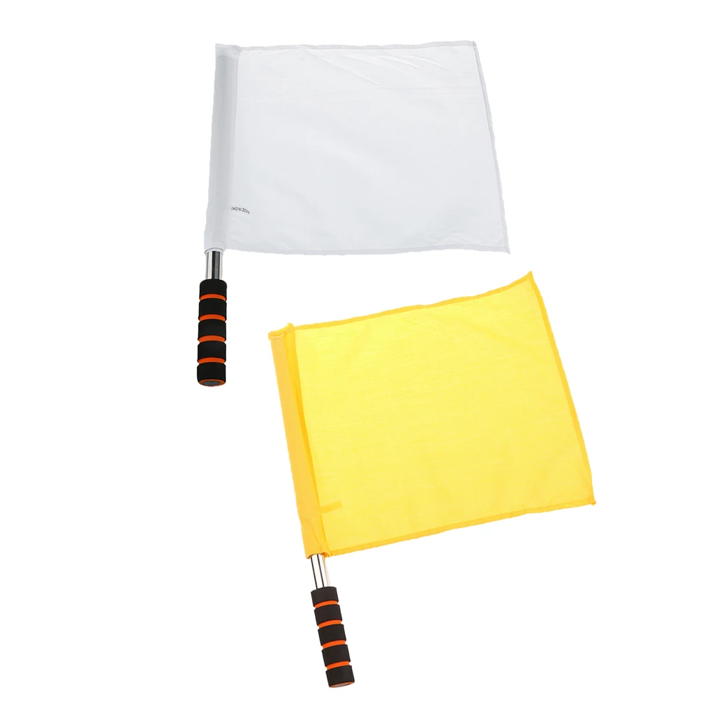 2 Pieces Portable Durable Sports Football Soccer Hockey Rugby Linesman Referee Flags Equipment 37 x 32.7 cm