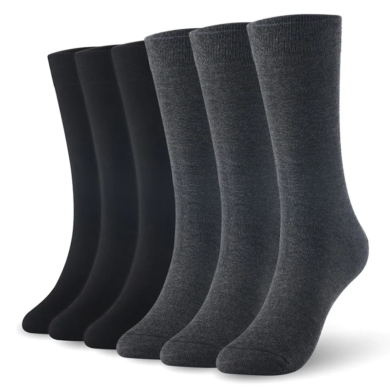 Мужские носки из бамбукового волокна длинные носки для высоких ботинок мужские носки в деловом стиле 6 пар/лот UK Размер 7-11 EUR Размер 40-46 1006 VKMONY - Цвет: Black3Darkgray3