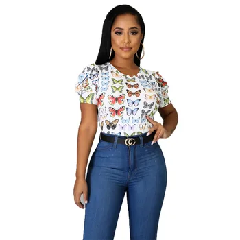 

2020 Plus Size Summer T-Shirt Tops Women Printed Basic Short Sleeve Female Tees Streetwear Ladies