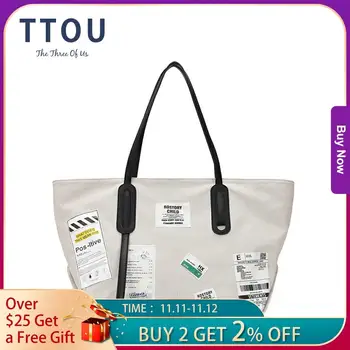 

New Brand Shopping Bag Casual Shoulder Bag For Woman 2020 Cotton Canvas Bag Simple Large Capacity Shopper Bags Book Handbag Tote