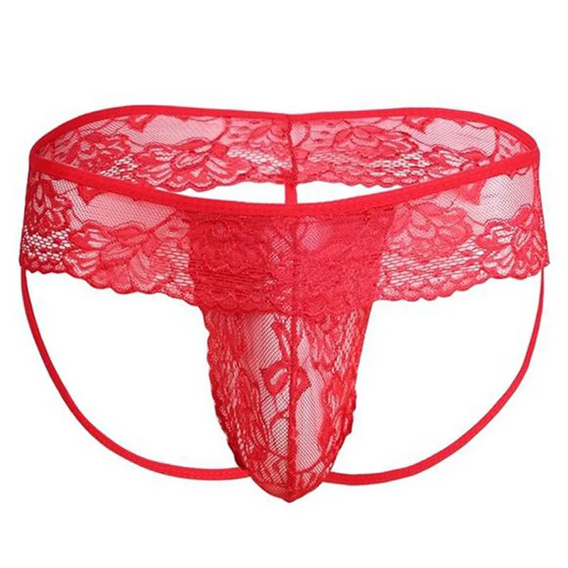 

Sexy Mens Floral Lace Briefs Jockstrap Pouch G-string Underwear Sissy Underpants
