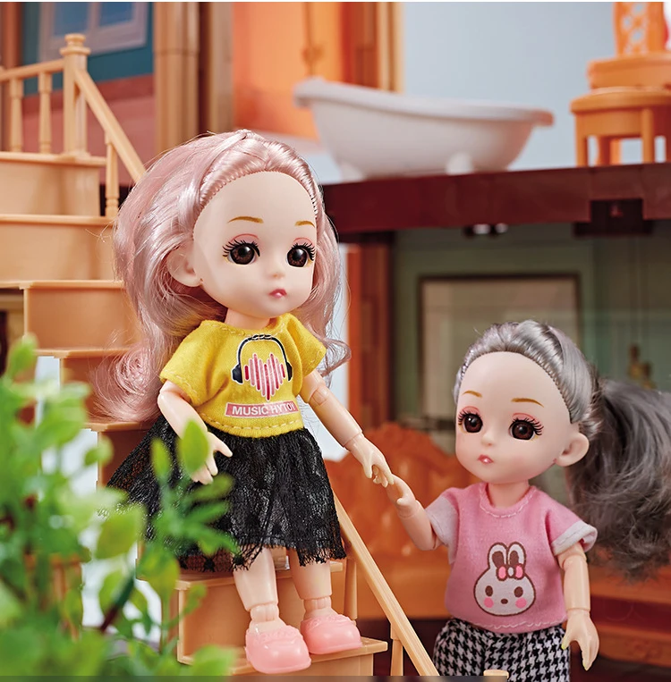 Princess Diy Villa Doll House Plastic Game Doll House Furniture Kit And Digital Assembly Puzzle Toys For Girls And Children Kids 27Inch