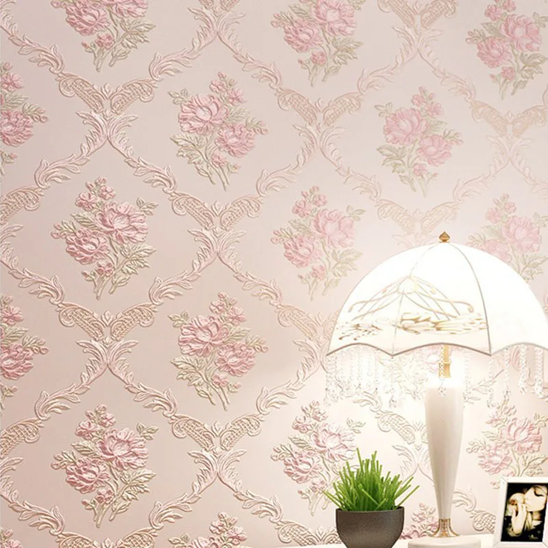

Living Room Bedroom TV Background Nonwoven Fabric Warm Pastoral Wallpaper Marriage House Wall-to-Wall European Style 3D Coining