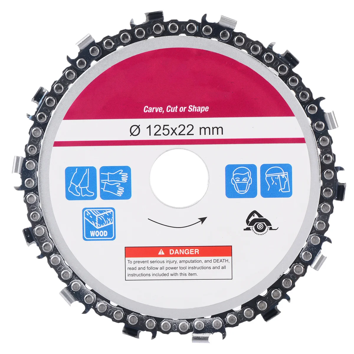 5 Inch Diameter 22mm Arbor Wood Carving Disc 14 Tooth Cut Chainsaw Disc for Angle Grinders Cut Carve Shape