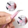 1Pc Stainless Steel Eyelash Extension Tweezers Curved Straight Lashes Tweezer Non-magnetic Eyelashes Nail Makeup Tools Wholesale 3