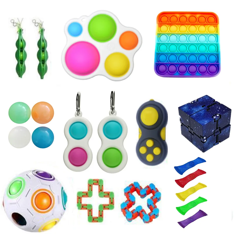 Fidget Toys Anti Stress Set Stretchy Strings Pop It Popit Gift Pack Adults Children Squishy Sensory Antistress Relief Figet Toys