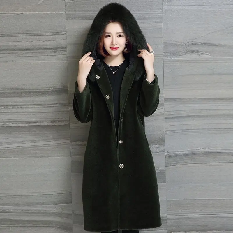 

Autum/winter women outerwear high imitation fur coats shearing fabric women overcoat faux fur women outerwear coats cap