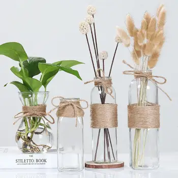 

Nordic Style Glass Vase Decoration Home Transparent Water Hydroponics Vases for Flowers Modern Home Decor Seven Different Styles