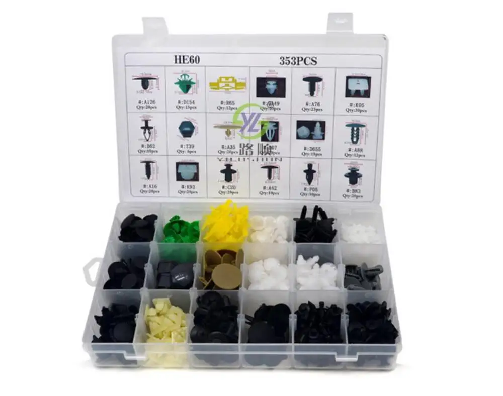 353 шт. зажимы для коробки для Volkswagen Audi peugeot Citroen Mitsubishi Honda Mazda General HE60 - Название цвета: 353pc mixed fastener