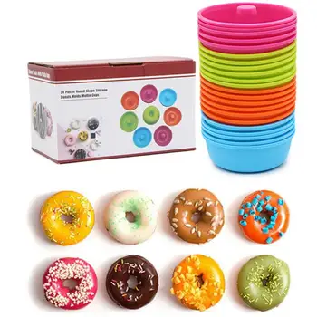 

24pcs DIY Tool Donuts Maker Mold Silicone Doughnuts Maker Cutter Fondant Cake Bread Muffin Desserts Bakery Mould 9 Shapes Cup