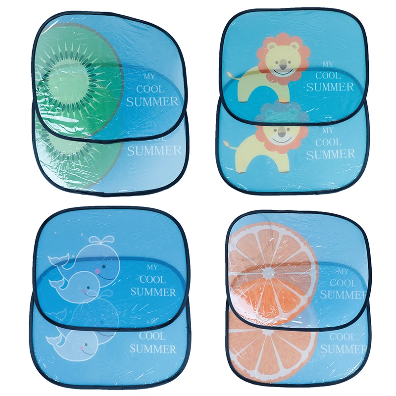 2Pcs 8 styles Anti Universal Car Window Baby Sun Shades Cute Cartoon Car Styling Curtain
