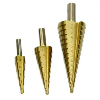 

3 Pcs/Set Large HSS Steel Step Cone Drill Titanium Bit Set Hole Cutter 4-12/20/32mm
