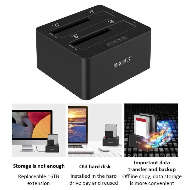 ORICO 6629US3-C 2 отсека SATA для USB 3,0 внешний жесткий диск Док-станция автономный клон дубликатор для 2,5/3,5 дюймов SSD HDD