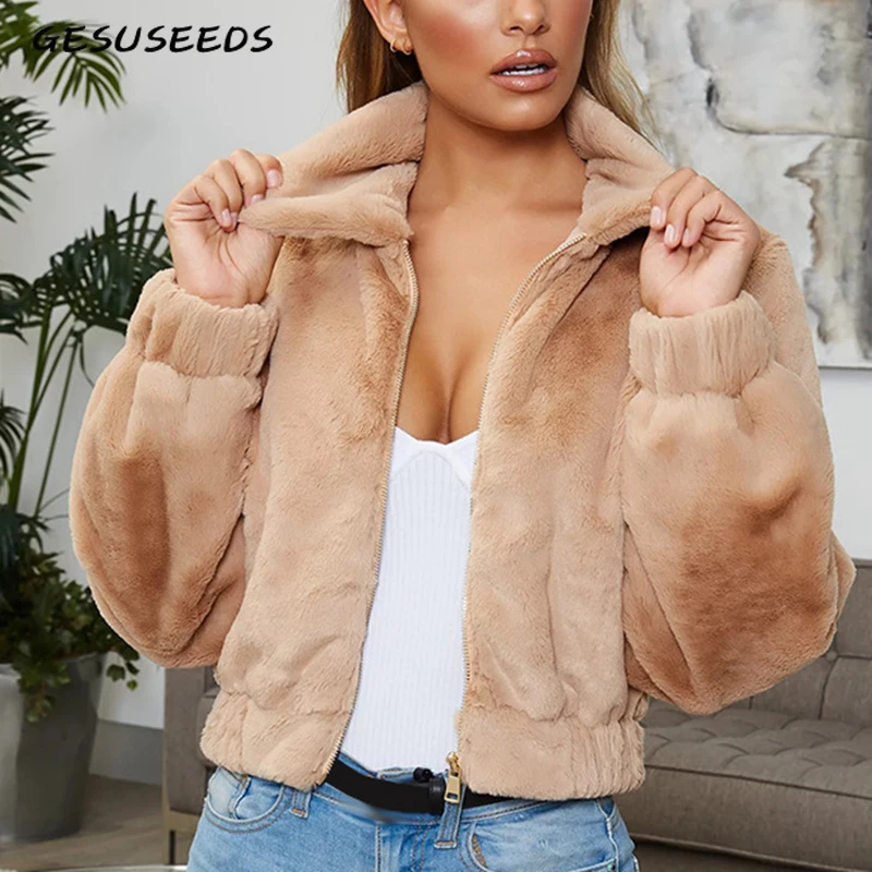 

2019 winter vintage black faux fur coat white fake fur jacket female winter coat women luxury teddy jacket ladies ware outerwear