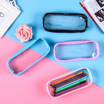 

4PCS Assorted Colors Waterproof Transparent Pencil Pen Zipper Holder Case Bag Organizer for Kids Students Home School Stationery