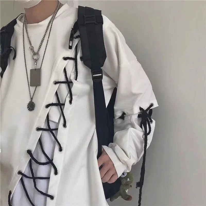 Idopy和風ファッションメンズストリートスタイルレースパーカーパンクルーズフィットプルオーバーデザイナーカラフルヒップホップスウェットシャツ Aliexpress メンズ服