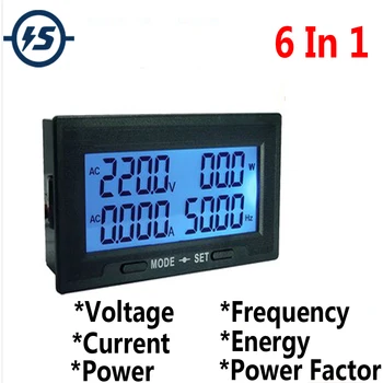 

Voltmeter Ammeter Power Meter Frequency Tester Electric Energy LCD Display Multi-function 6 IN 1 20A 110V 220V 500V