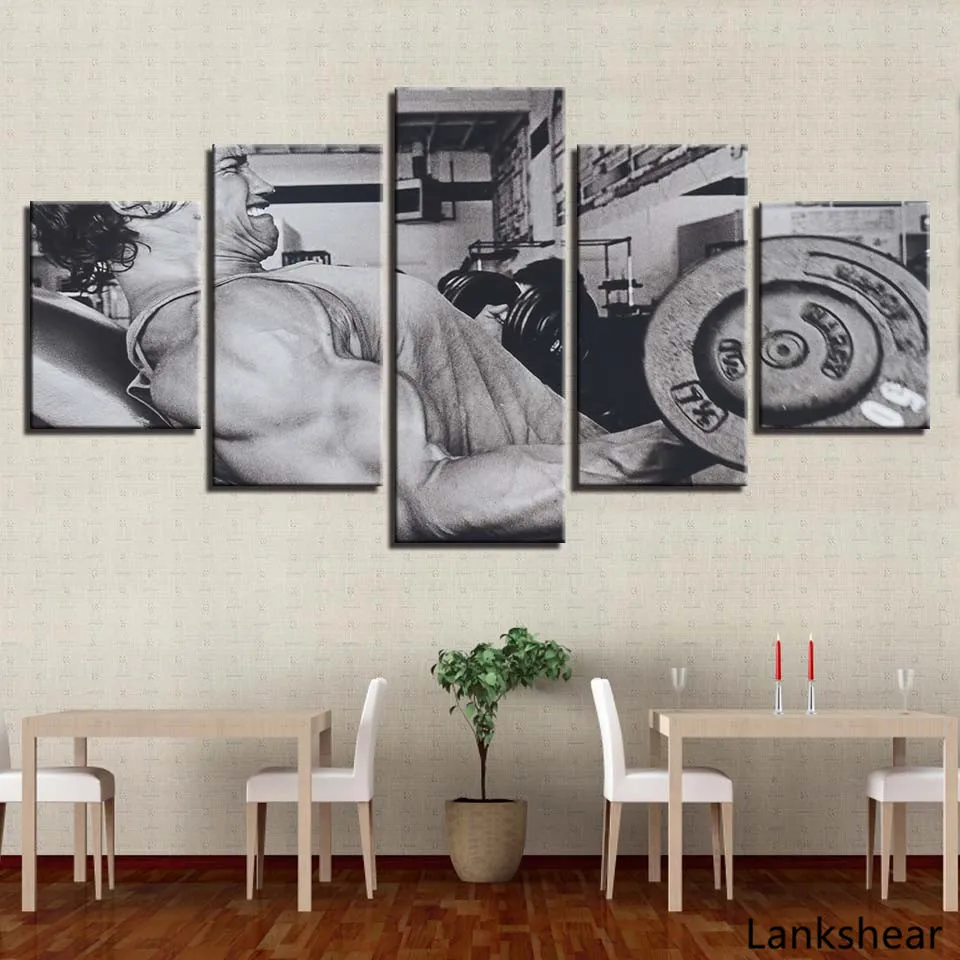 Modern Wall Art HD Prints Home Decor 5 Pieces Fitness Canvas Painting For Living Room Modular Pictures Artwork Creative Poster | Дом и сад