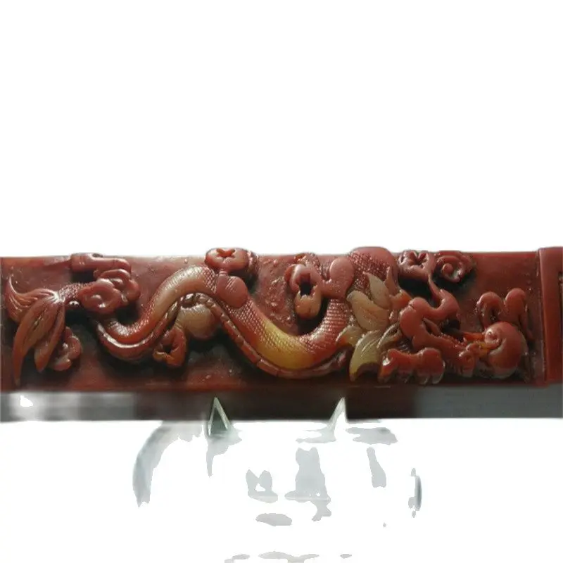 

China Shoushan Stone Old Hand Carved Excellent Calligraphy Utensils Paperweight Dragon Sculpture