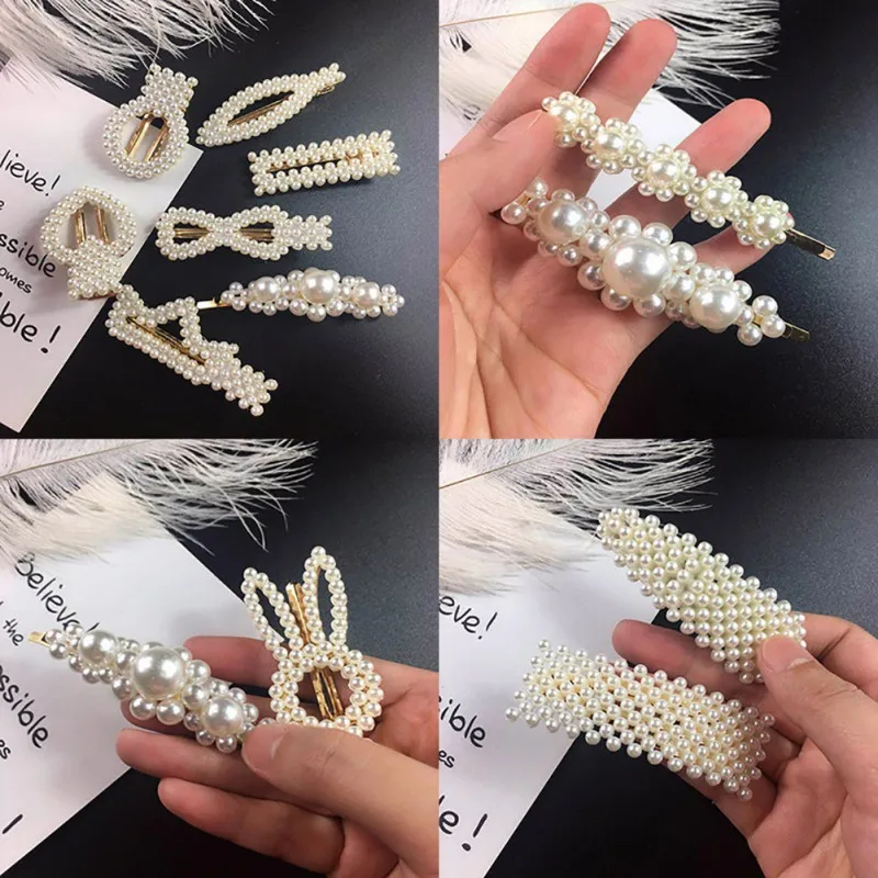 

1 Pcs Kids Girls Pearl Hair Clips Cute Alloy Material Solid Colors Variouse Cartoon Shape Hairpin Princess Hair Accessories