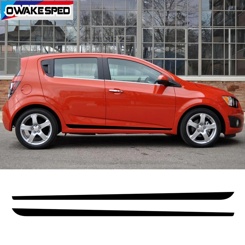 Carbon Fiber Sport Stripes Car Door Side Skirt Sticker Auto Body Racing Styling Vinyl Decals Accessories For-Chevrolet Sonic (3)