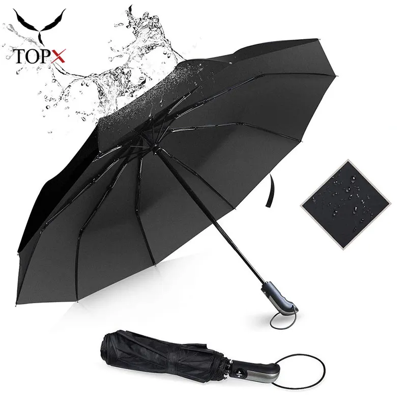 

Windproof Automatic High-Quality 3Fold Umbrella Rain Women Creative Handle Business Umbrella Men 10K Sunny Umbrella parapluie