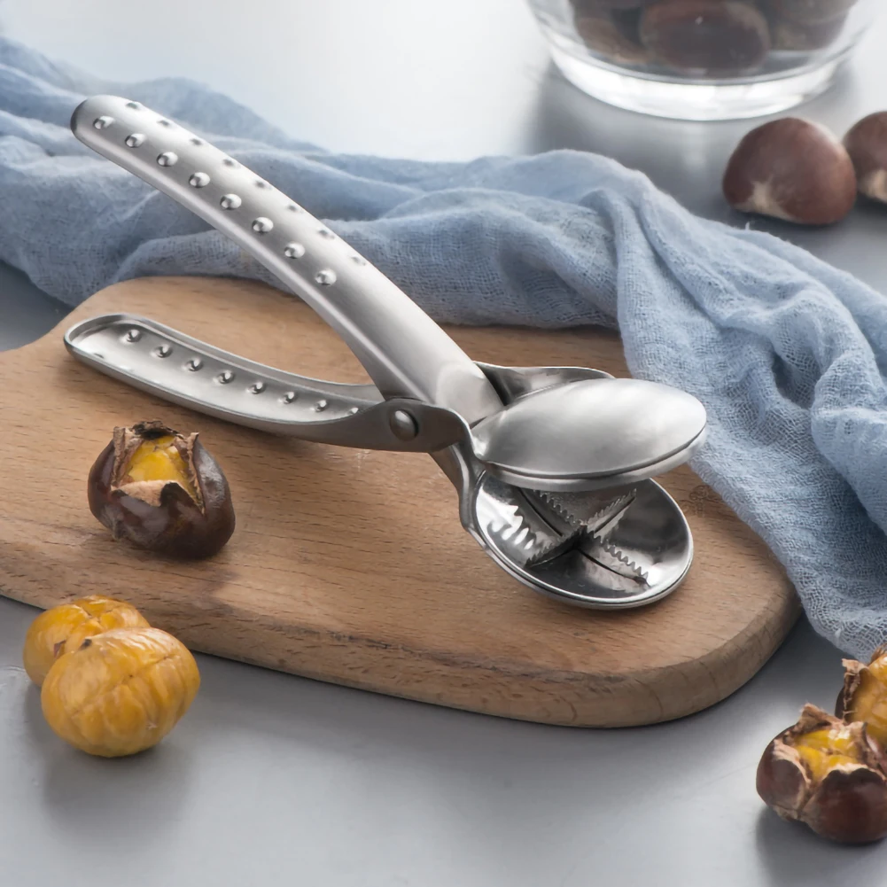 304 Stainless Steel NutCracker Opener 2 in 1 Quick Chestnut Clip Walnut Pliers Metal Nut Opener Kitchen Tools Cutter Gadgets