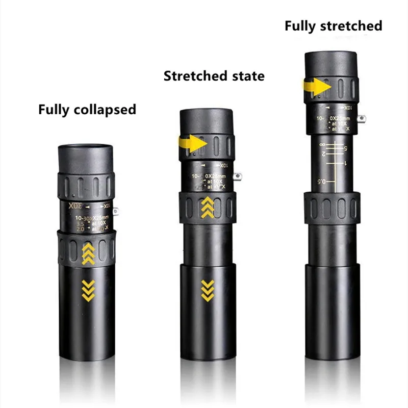 4K 10-300x40 Monocular Telescope Compact Retractable HD Zoom Monocular Binoculars Light Night Vision Scope Camping