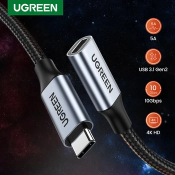 

UGREEN USB C Extension Cable USB Type C 3.1 Gen 2 Male to Female Fast Charging & Audio Data Transfer Cable for MacBook Pro iPad