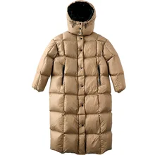 Новая роскошная белая куртка-пуховик на утином пуху, женский зимний свободный длинный пуховик с капюшоном, женское модное толстое теплое пальто больших размеров, верхняя одежда