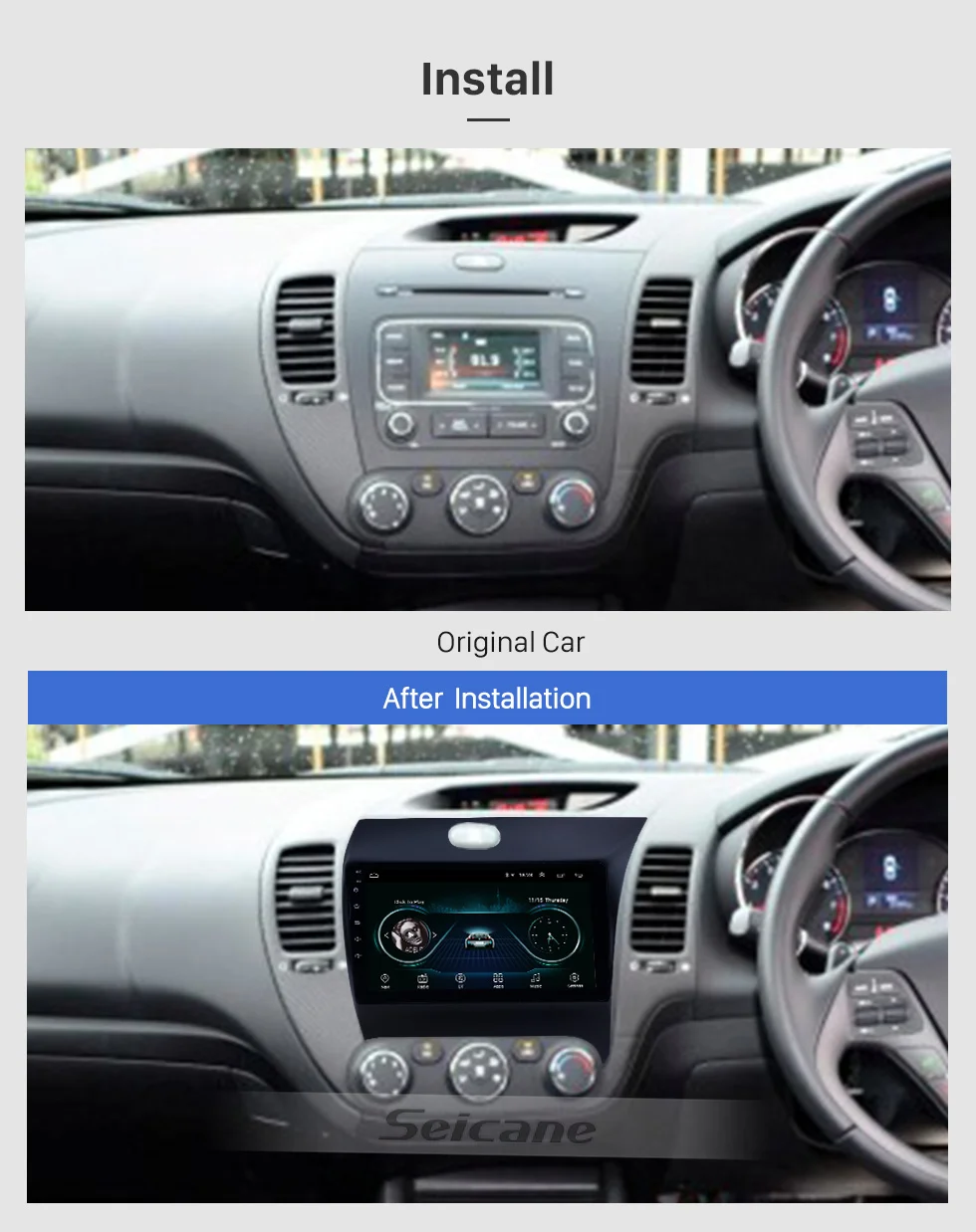 Seicane 2Din Android 8,1 Автомобильный gps мультимедийный плеер для KIA K3 CERATO FORTE 2013 поддержка Mirror Link wifi DVR